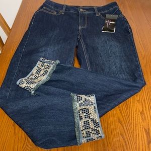 Multiples slim-satin crop bling jeans 8